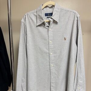 Polo Ralph Lauren Men's Classic Fit Long Sleeve Gingham Check Shirt Gray L